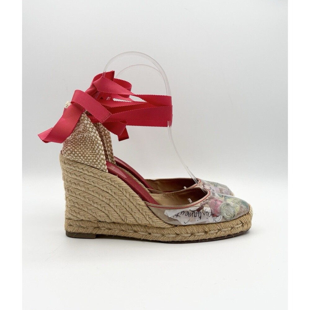 Christian Louboutin "Trash" Collection Wedge Espadrille Red Ribbon Sz EU 37